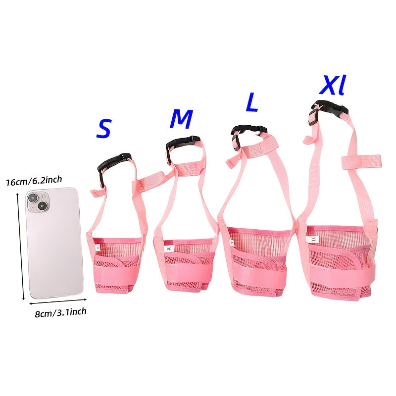 Bozal transpirable para perros, correas ajustables, previene mordiscos y ladridos, poliéster