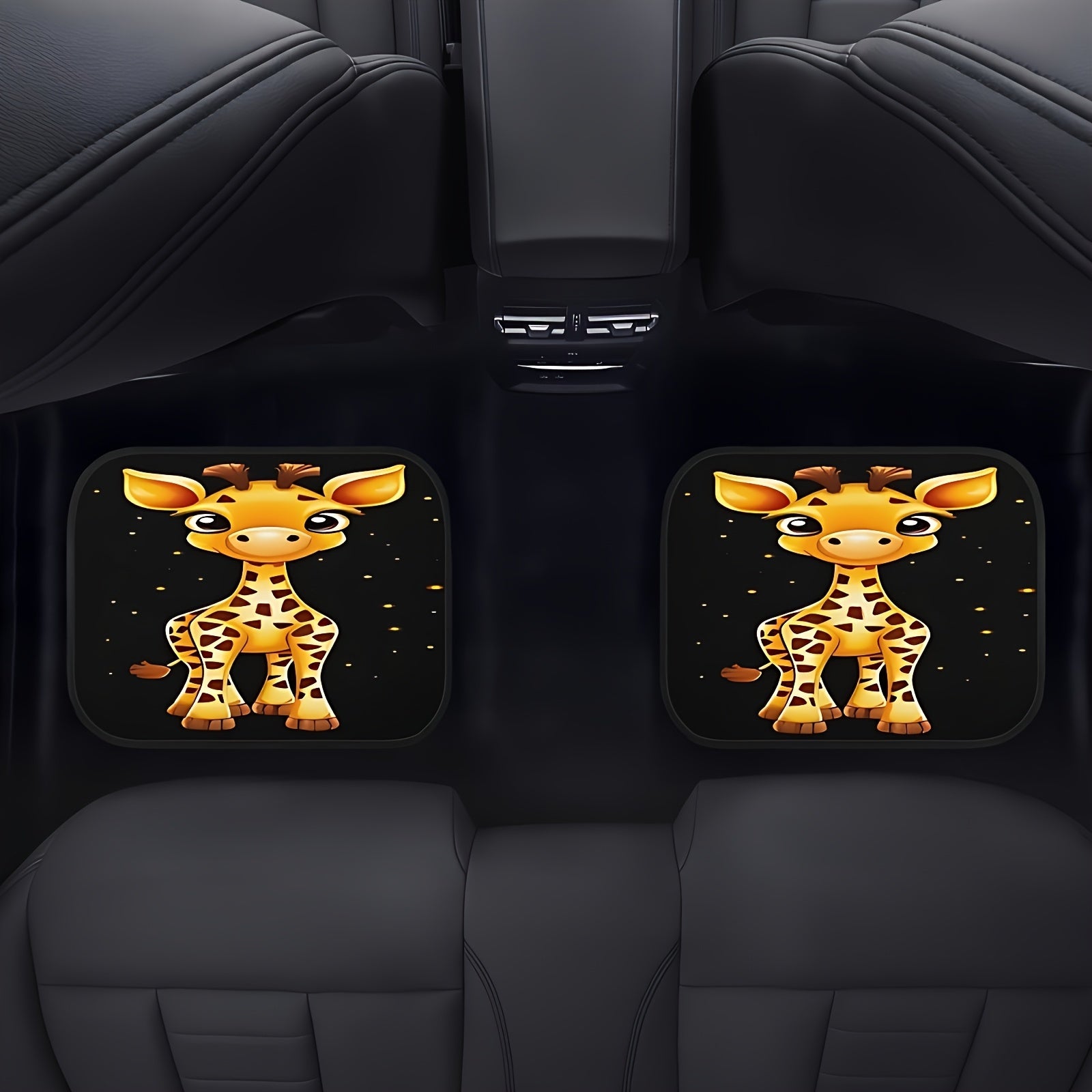 4-Piece Giraffe Pattern Car Non-Slip Mat Set for Sedans and SUVs