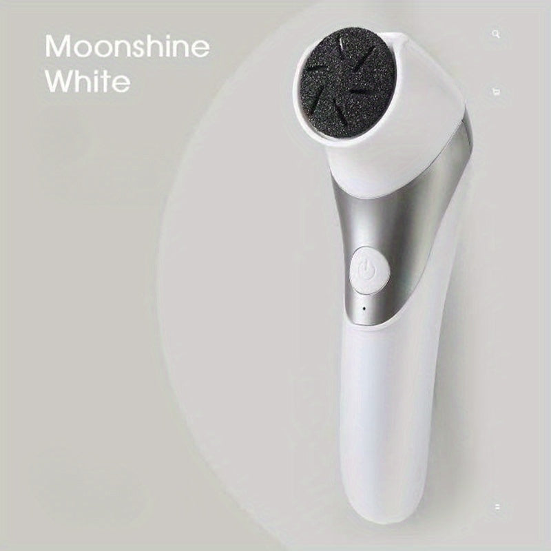 Portable USB Rechargeable Dual-Head Electric Foot File for Thick Faux Leather and Dry Skin Care in White and Black