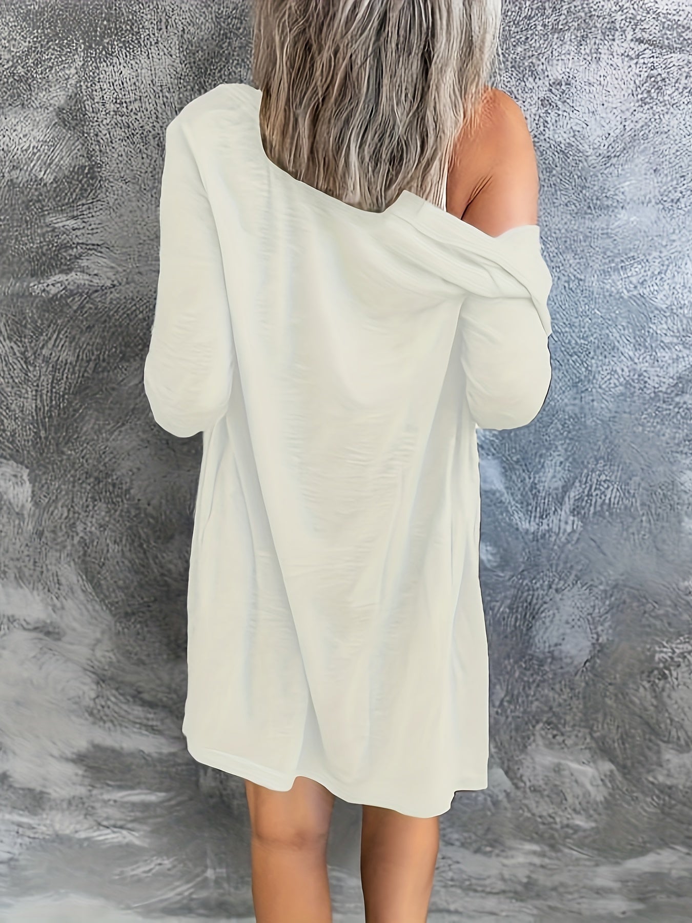 Plus Size Kimono Top Long Sleeve Solid Color Spring Summer Womens