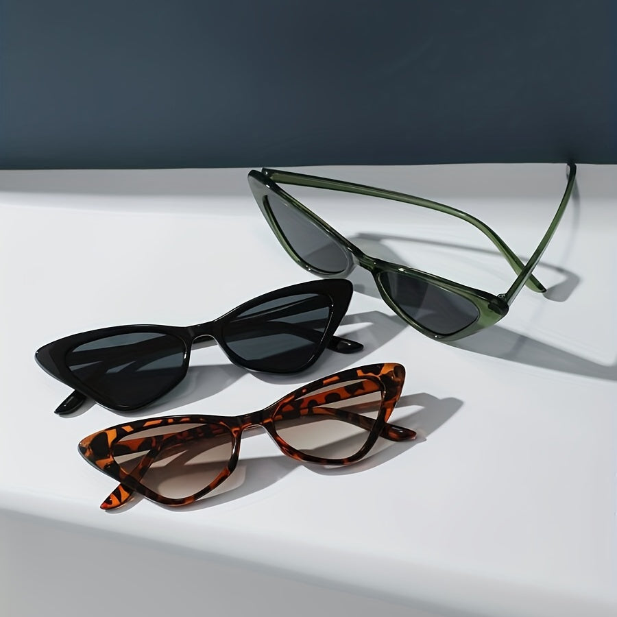 Juego de 3 gafas de ojo de gato unisex con lentes en degradado estilo Y2K, montura transparente, casual y para exteriores