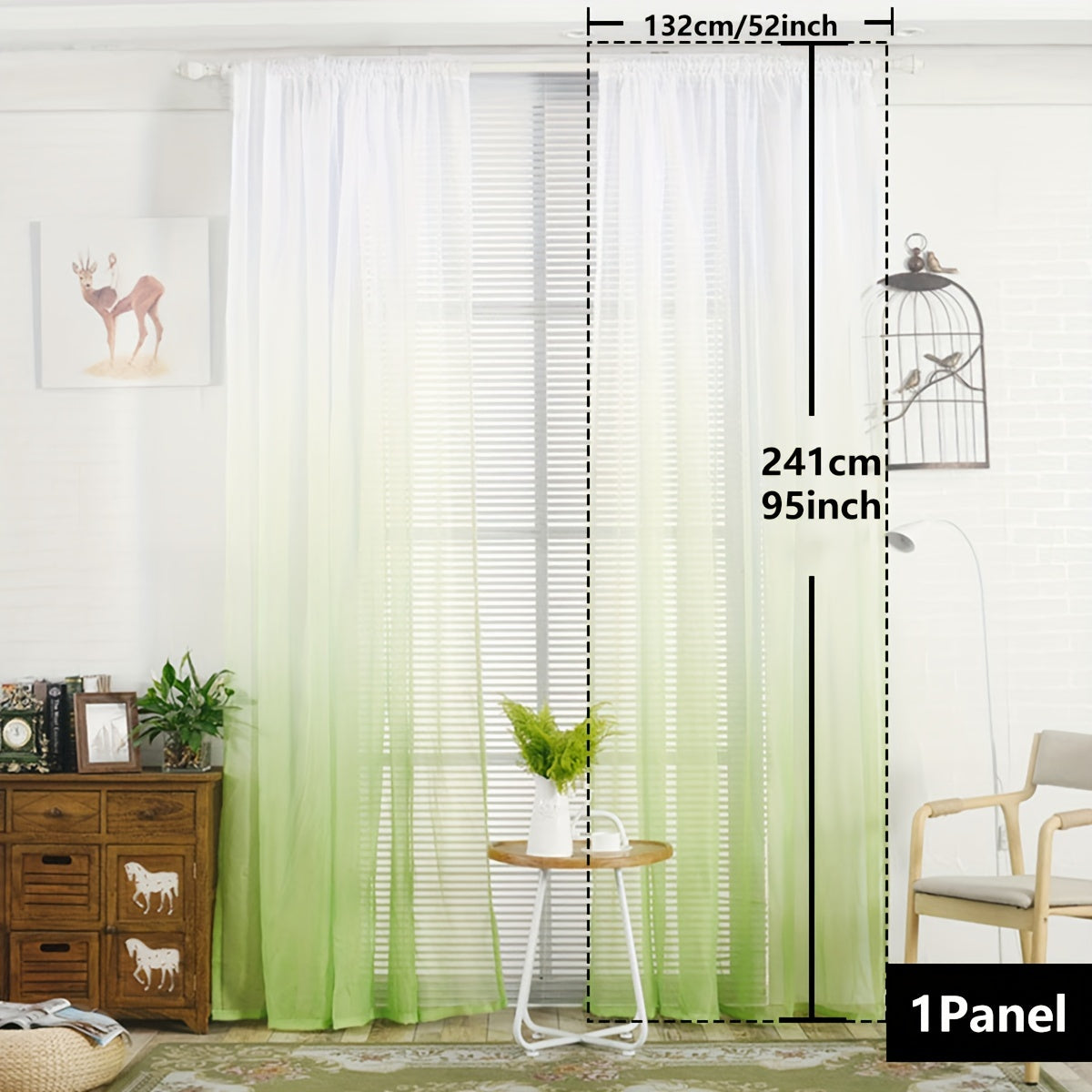 Gradient Sheer Curtains 1pc Two-Tone Top and Bottom Wear Rod Style Home Decor