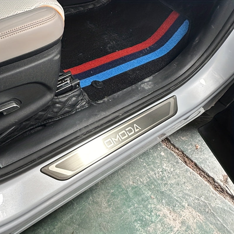 4 dona zanglamaydigan po'latdan yasalgan eshik chegarasi chiziqlari avtomobillar uchun, chizishga qarshi, 5 rang