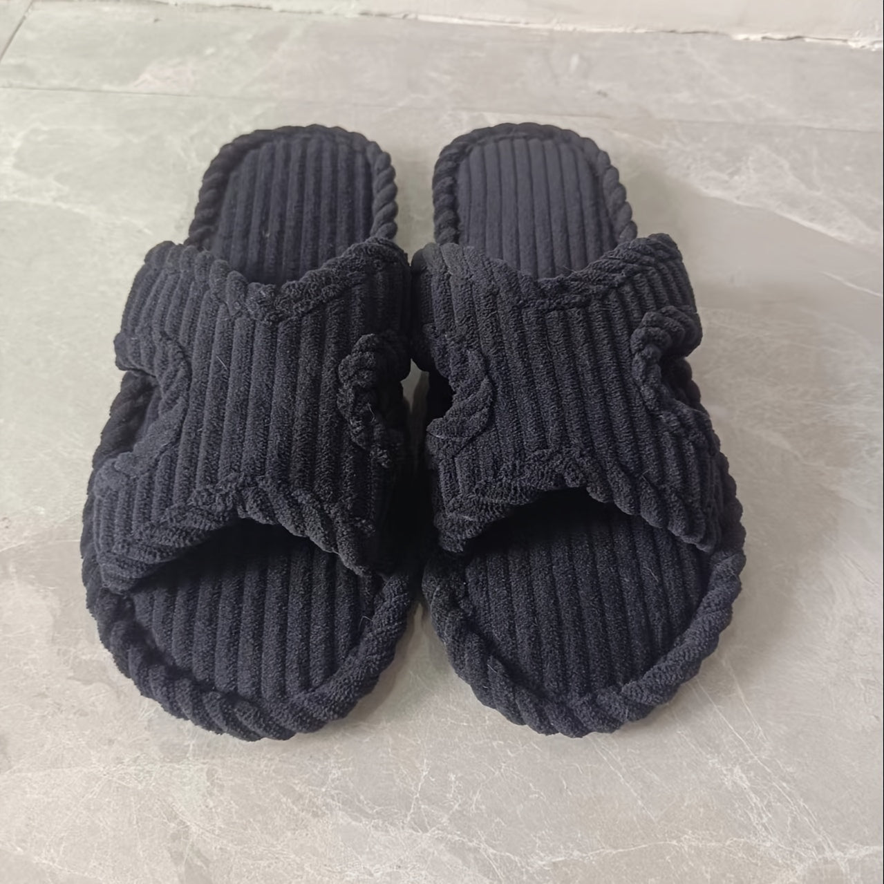 Women's Striped Slippers Soft Fabric Rubber Sole All Seasons