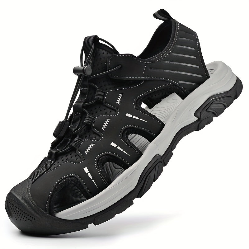 Erkaklar uchun nafas oladigan bir rangli yopiq barmoq sandallari, qulay, sirpanmaydigan plyaj suv poyabzallari