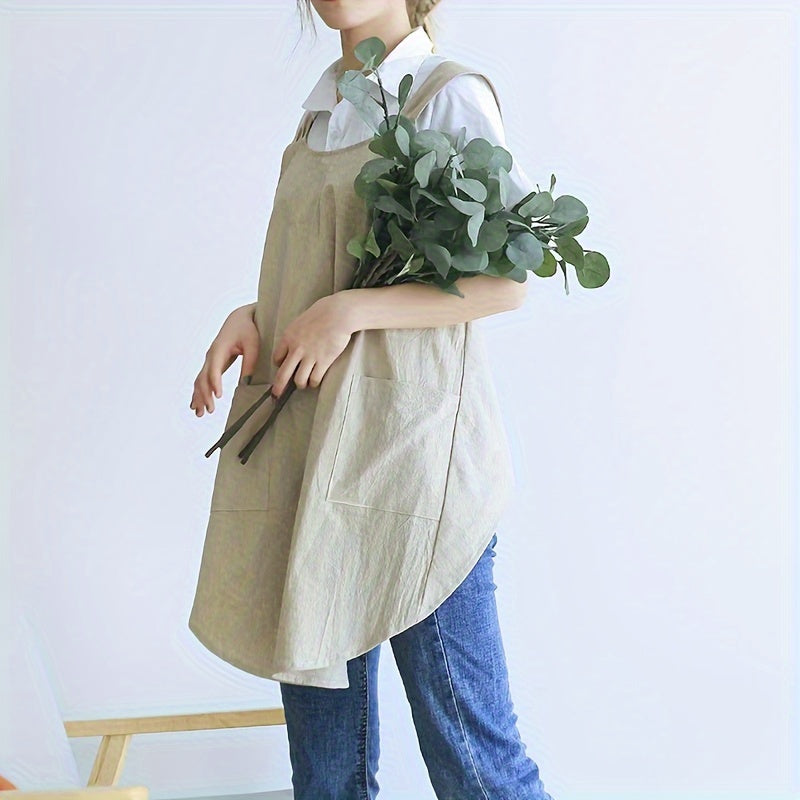Linen Apron for Restaurants and Kitchens, Durable Cooking and Serving Apron