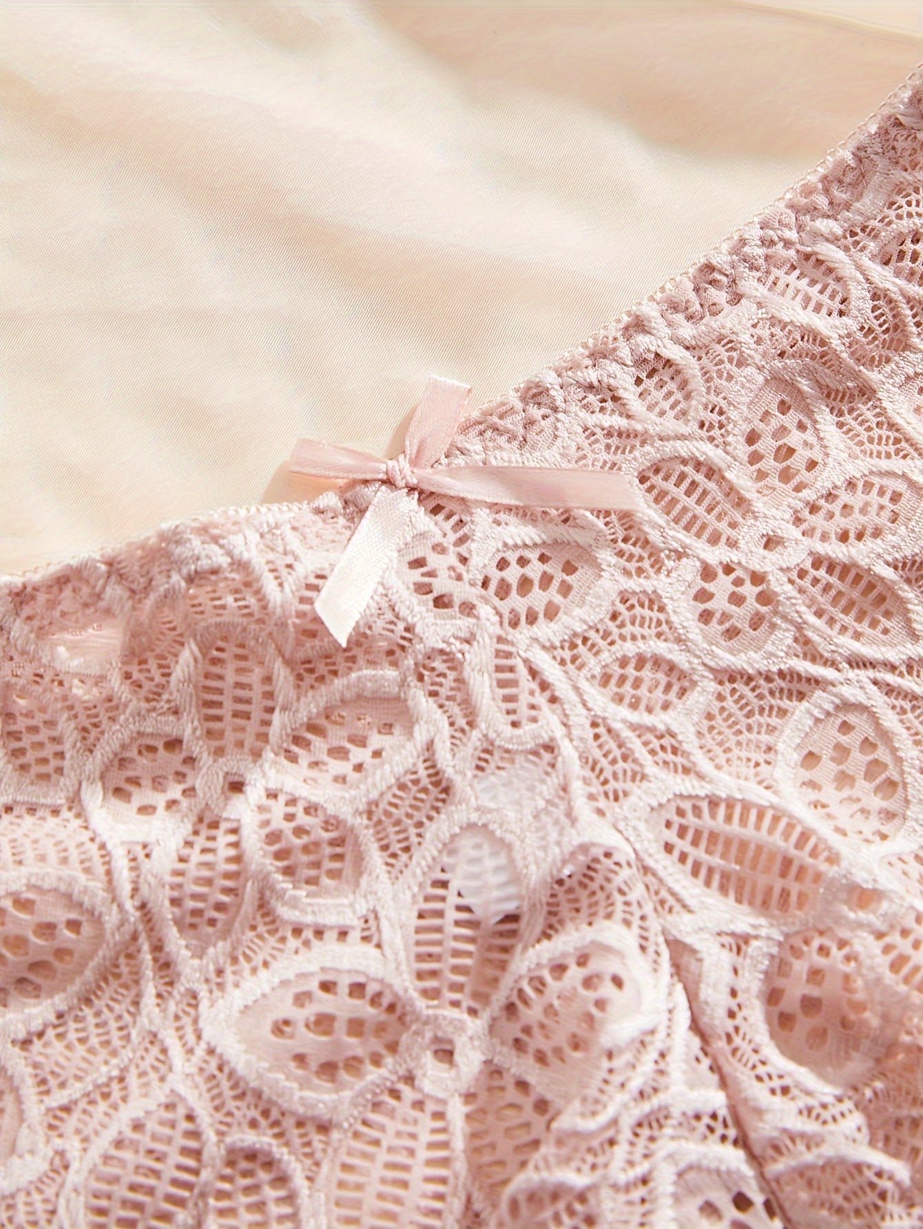 Women's Lace Lingerie Set with Bra and Panties Solid Color Non-Transparent 6-Piece