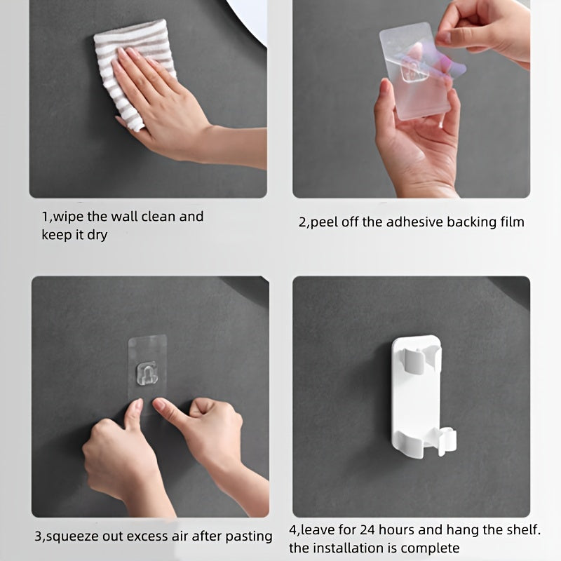 Wall Mounted Hair Dryer and Curler Holder, Plastic, Space-Saving Storage