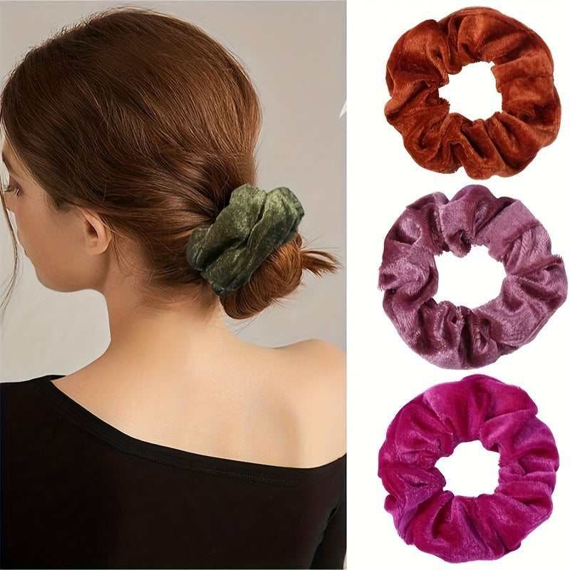 Soft Velvet Hair Ties Set of 20 Solid Color Ponytail Holders for Women Girls