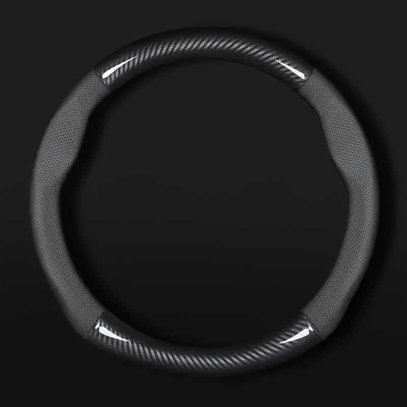 Universal Car Steering Wheel Cover Carbon Fiber Perforated PU Leather Non-Slip Durable