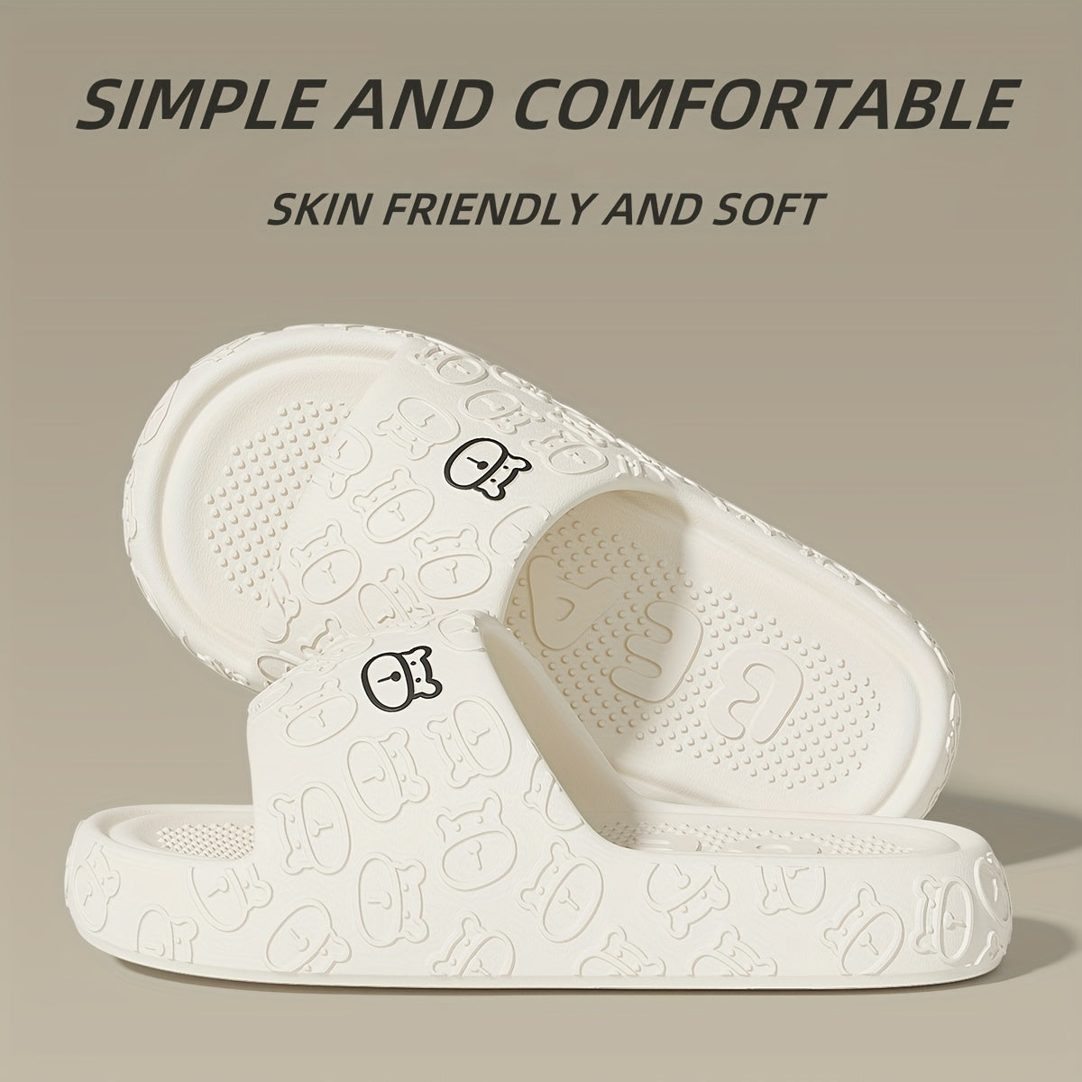 Women's Men’s Cartoon Bear Slip-On Sandals Pink Purple EVA Indoor Outdoor