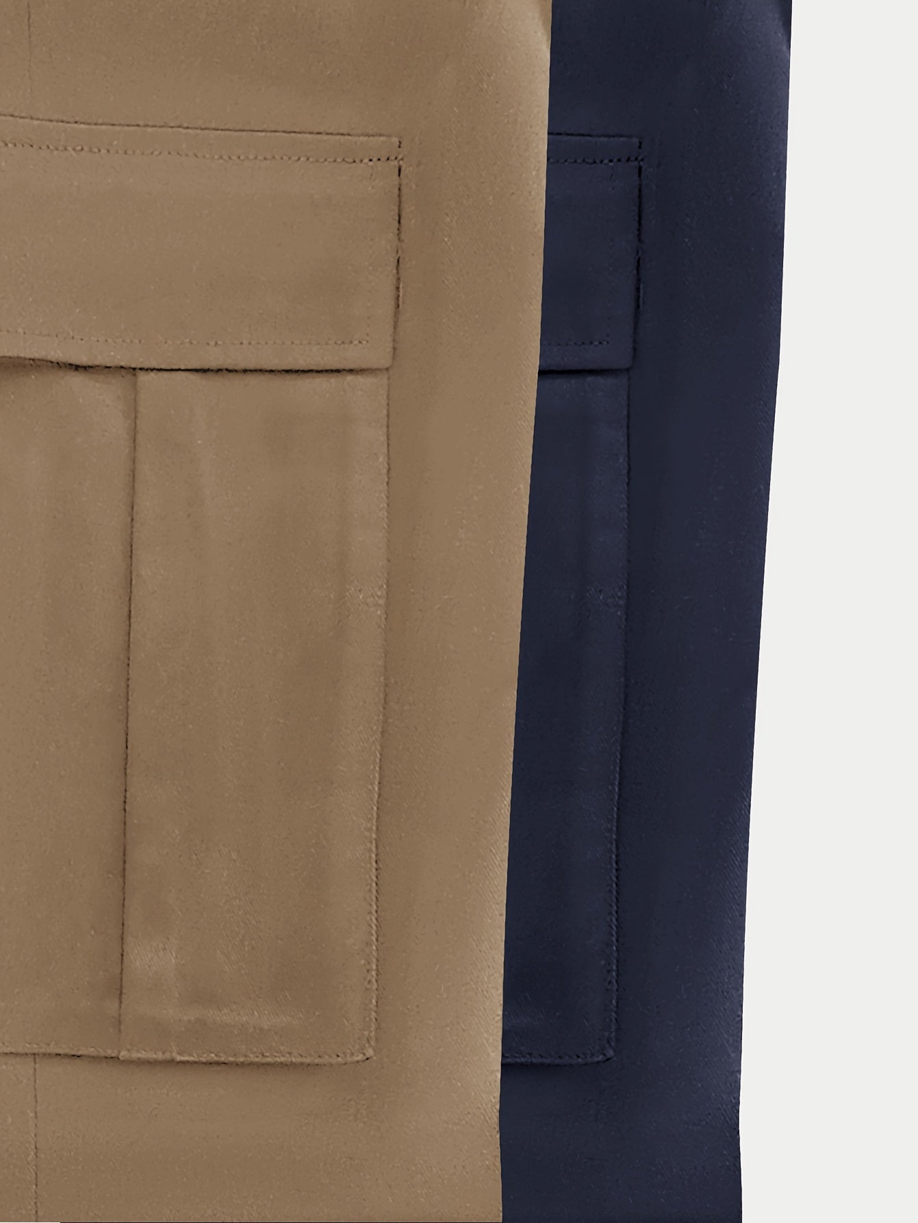 Men's Cargo Pants Loose Fit Solid Color Polyester with Flap Pockets