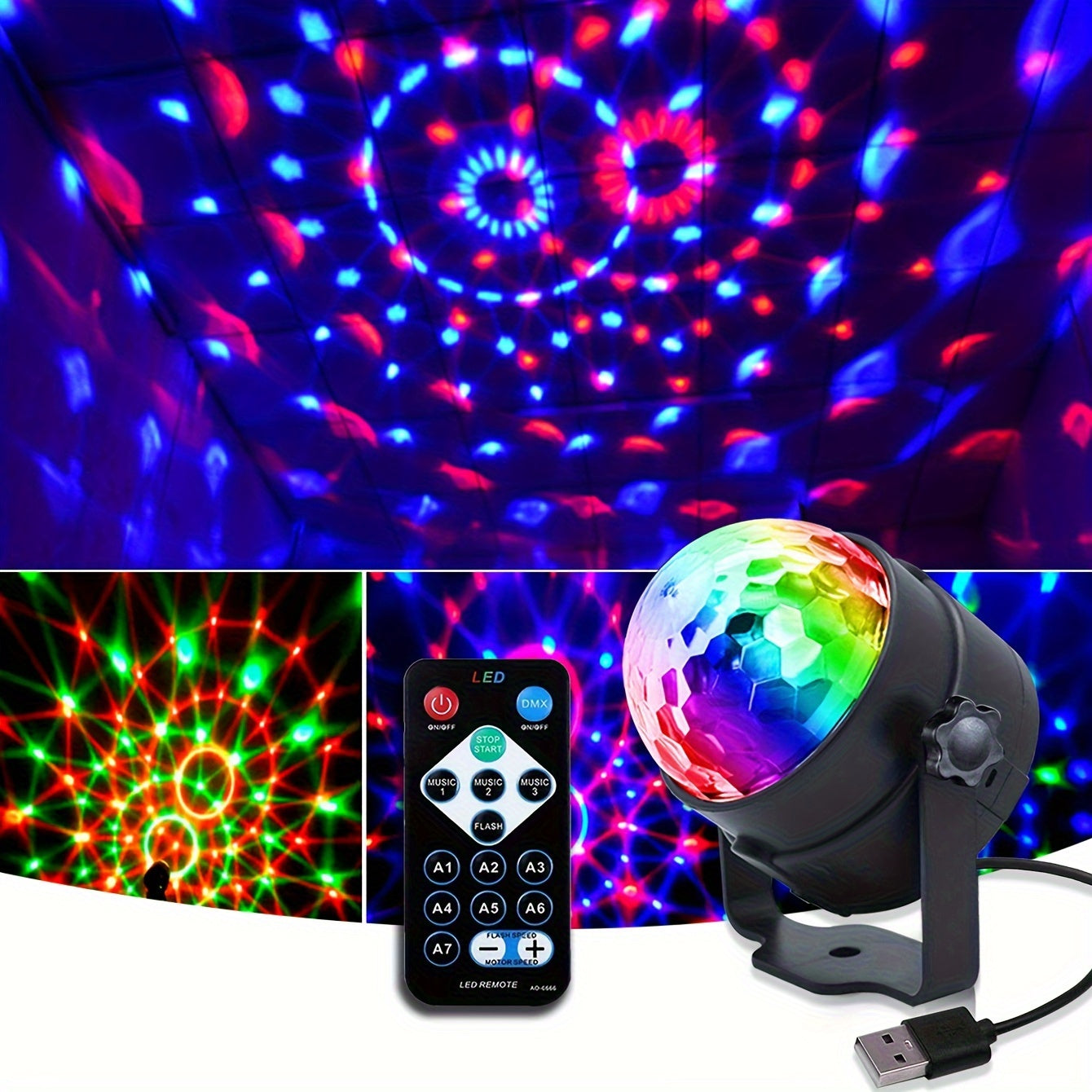 ABS Crystal Remote Control Magic Ball Light with Strobe Color Changing Projection for Stage and Decoration