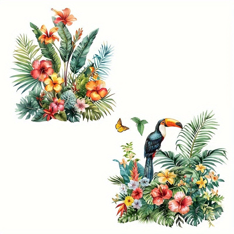 Nordic Floral Waterproof PVC Bathroom Decals Self-Adhesive for Toilets and Tanks