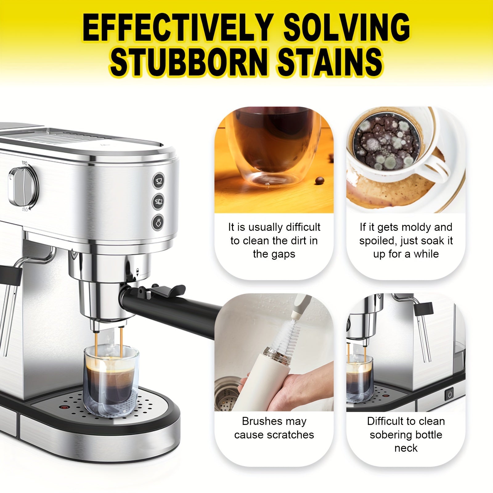 Gazlangan Qahva Izlarini Yuvish Tabletkalari, Chidamli Izlarni Tozalash uchun