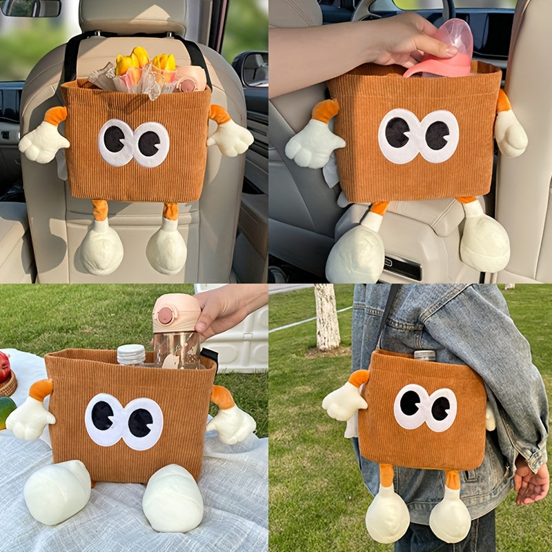 Car Interior Organizer 2-in-1 Trash Can and Tissue Box Polyester Space Saver