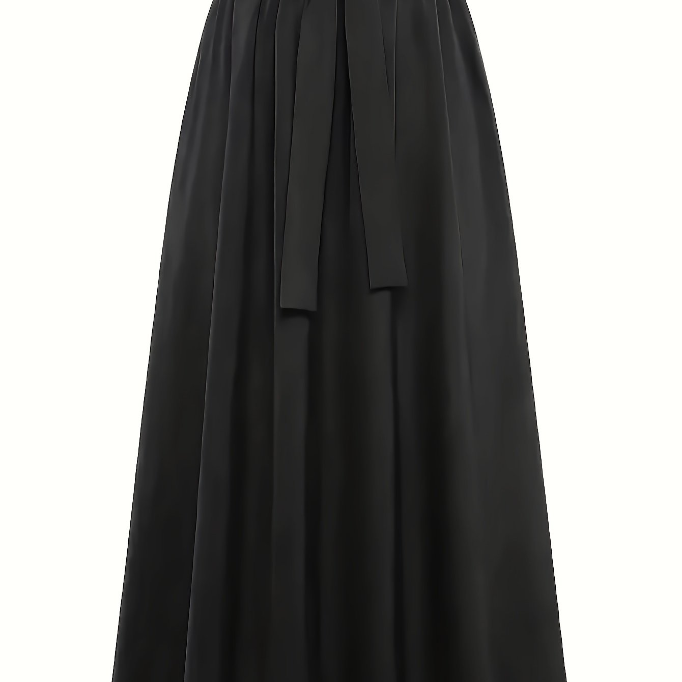 Women's Green Polyester Midi Skirt with Tie Detail for Spring Summer Machine Washable