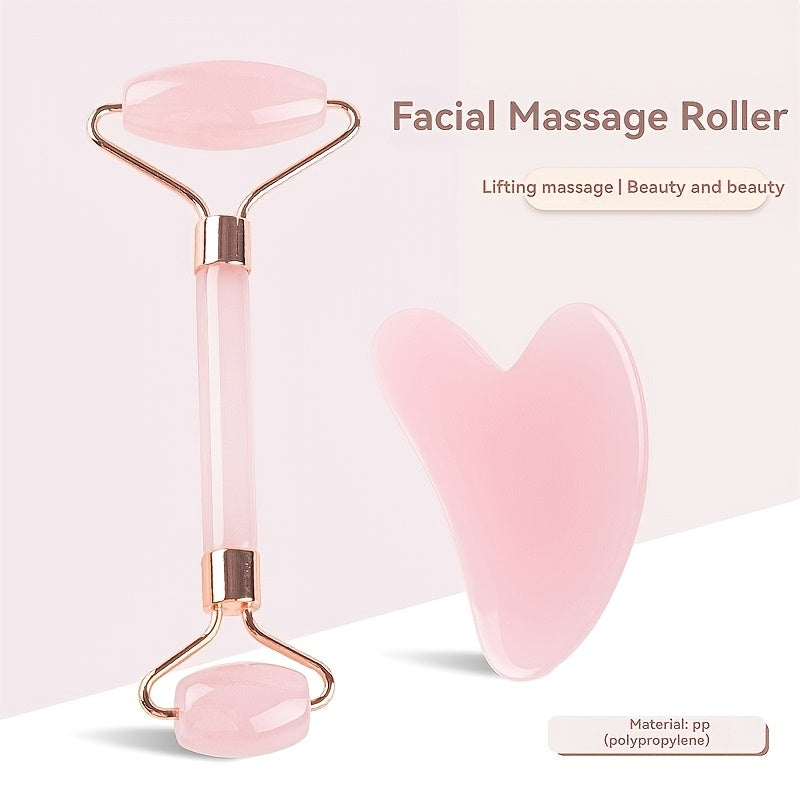 Facial Massage Tools Set Dual Head Roller Heart-Shaped Scraping Board Odorless Battery-Free