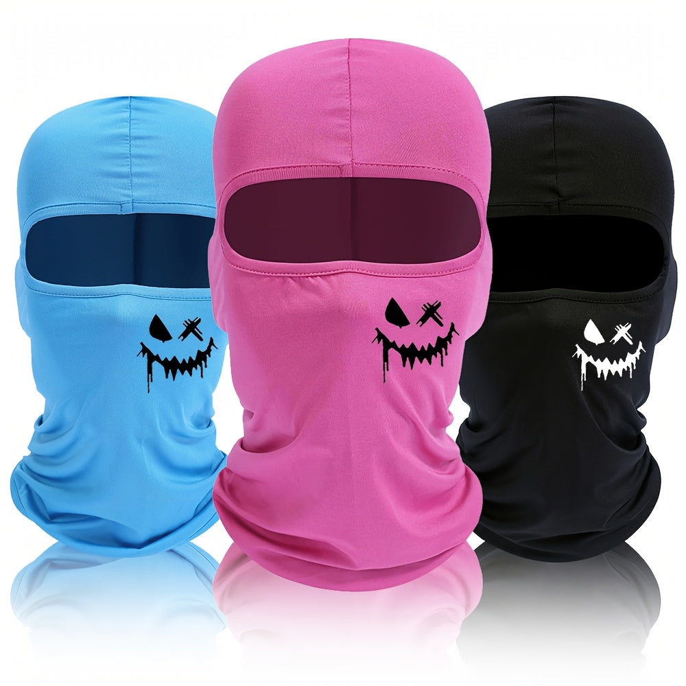 Unisex Ski Mask Balaclava with Smiling Face Print UV Protection Windproof for Snowboarding and Motorcycle Riding