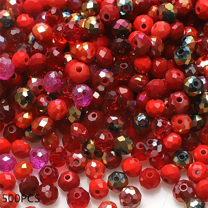 500 Pieces Imitation Crystal Glass Beads 4mm Faceted Round Spacer Jewelry Making