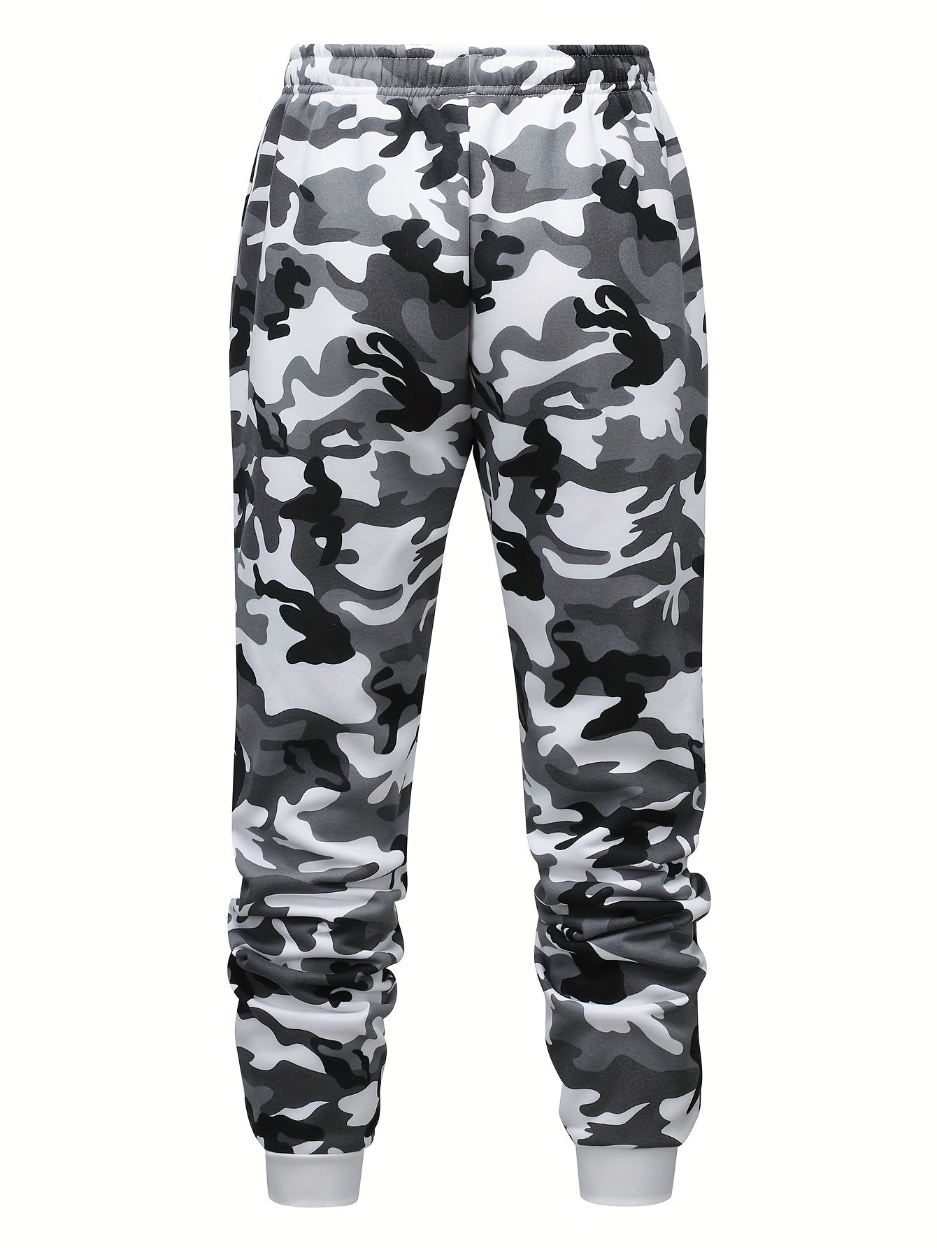 Men's Camo Hooded Sweatshirt and Pants Set for Outdoor Activities in Fall Winter 100% Polyester Drawstring 3D Printing
