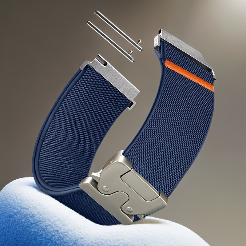 Adjustable Polyamide Watch Band Breathable Elastic Loop Strap with Parachute Buckle for Smartwatches