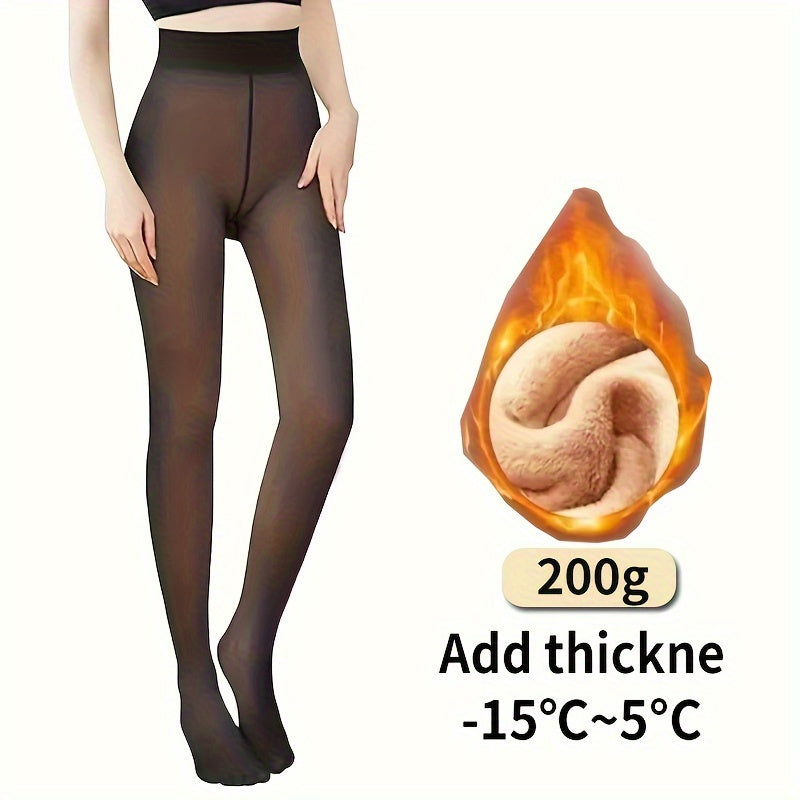 Medias opacas negras para mujer, gruesas, de poliéster y spandex, otoño e invierno