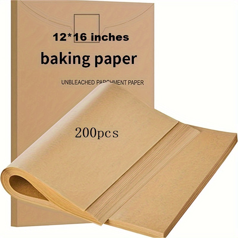 Небеленые предварительно нарезанные антипригарные пергаментные листы, 30 x 40 см, для выпечки и приготовления пищи, доступны в упаковках по 50, 100 или 200 штук. Подходят для гриля, фритюра и приготовления на пару.