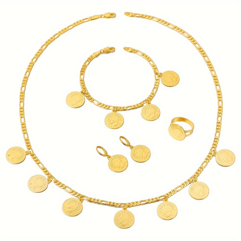 Vintage Boho Ayol Zargarlik To'plami: Zanjir, marjon va bilaguzukni o'z ichiga oladi. 18K oltin qoplama va mis asosida tayyorlangan. Partiyalar va bayramlar uchun mukammal.