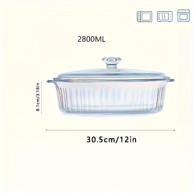 Double-Ear Glass Pot with Lid, Large Capacity, Lead-Free High Borosilicate