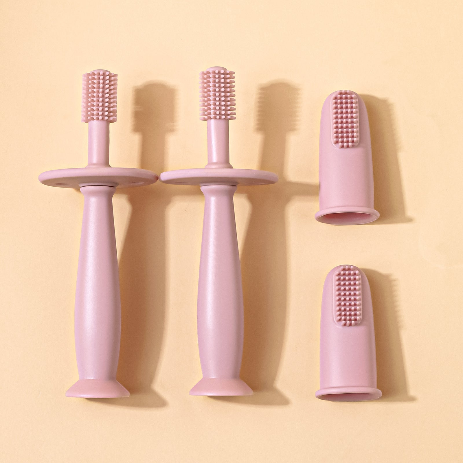 Baby Toothbrushes Set with 2 Finger and 360° Silicone Baby Toothbrushes BPA-Free for Infant Oral Care