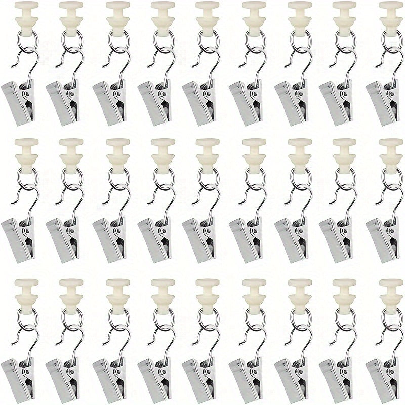 Metal Curtain Hooks and Gliders Set for Rail, Shower, and Door Curtains