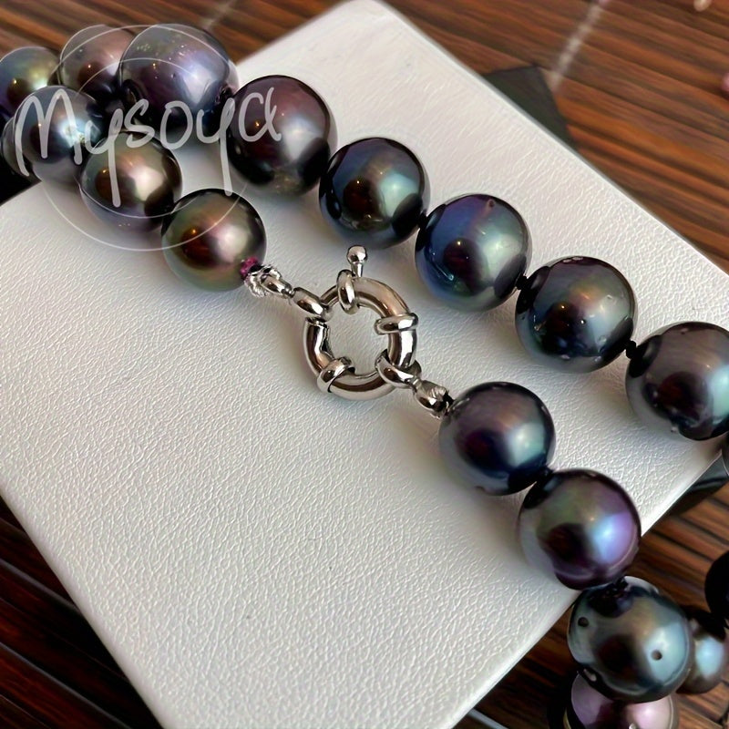 Natural Freshwater Black Pearl Necklace 10-13mm for Women Gift Box