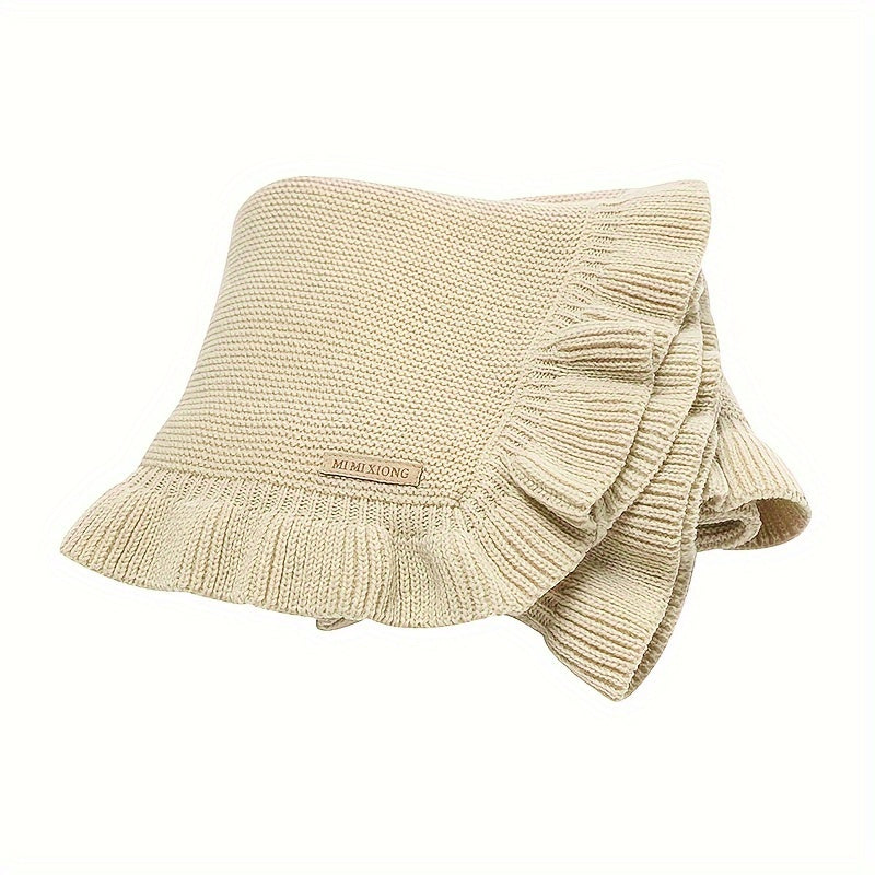 Мягкое и уютное, плед из акрила Mimixiong однотонного цвета с рюшами — идеальный плед, который можно стирать только вручную, для осени и зимы.