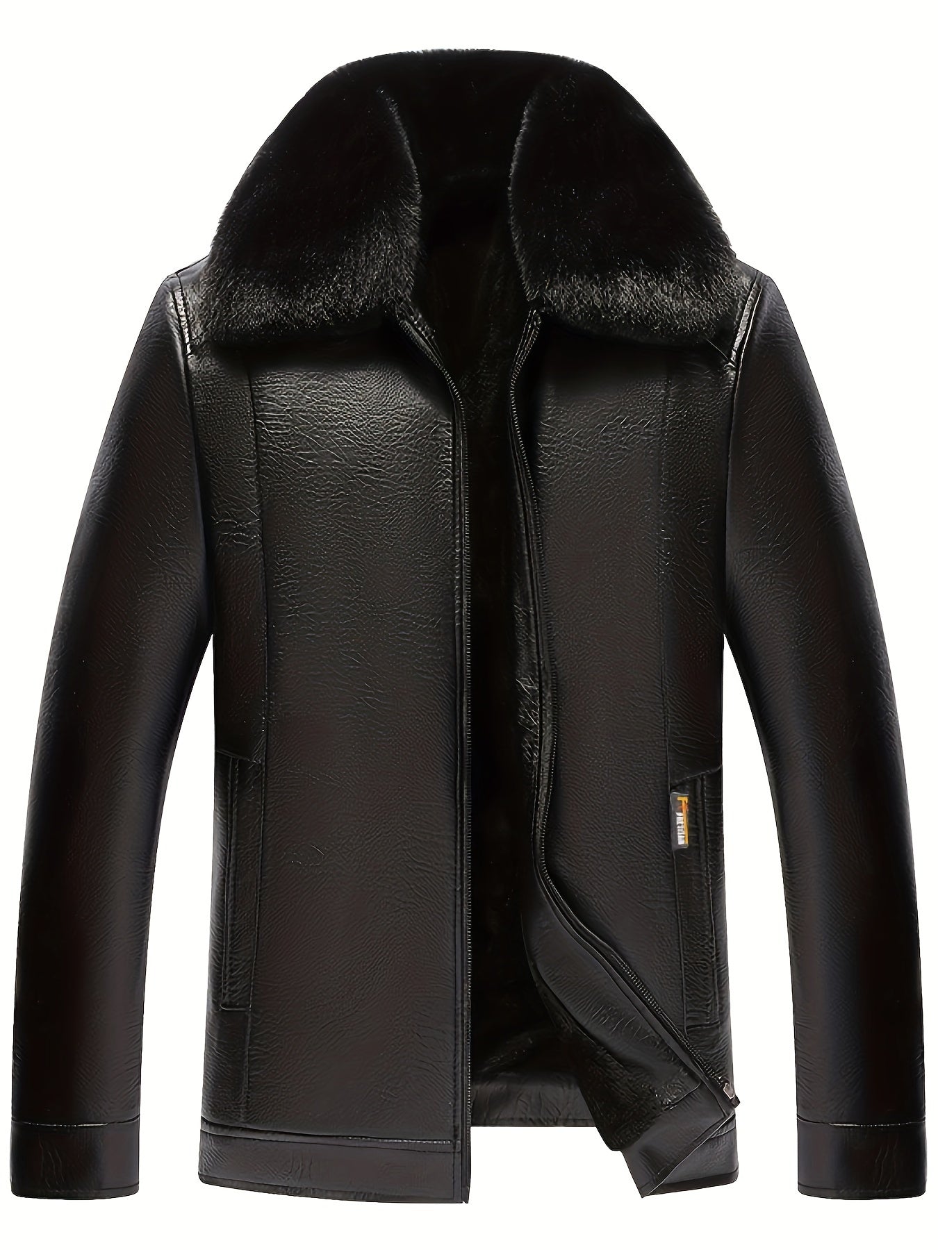 Erkaklar uchun tasodifiy fermuarlı jeket, mo'ynali yaka, uzun yenglar, polyester astar, fermuar yopilishi, oddiy moslik, bir xil rang, yaka, cho'zilmaydigan mato.