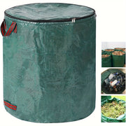 Waterproof Garden Waste Bag 272L with Lid Handles Foldable Green