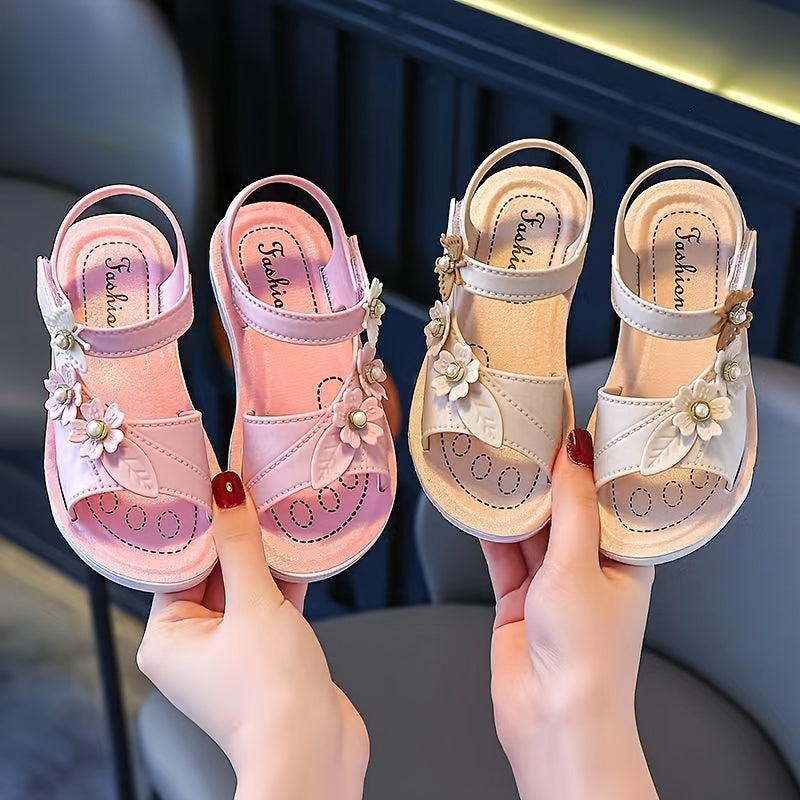 Girls' Floral Sandals with Soft Soles for Casual Summer