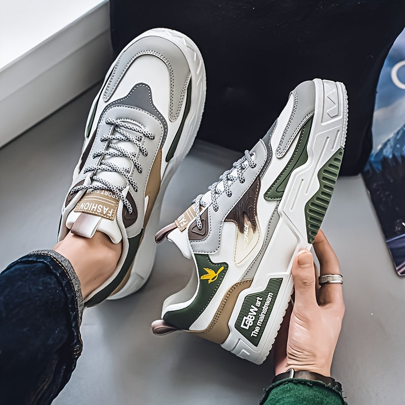 Unisex Low Top Skateboard Sneakers with Solid Color and Striped Pattern