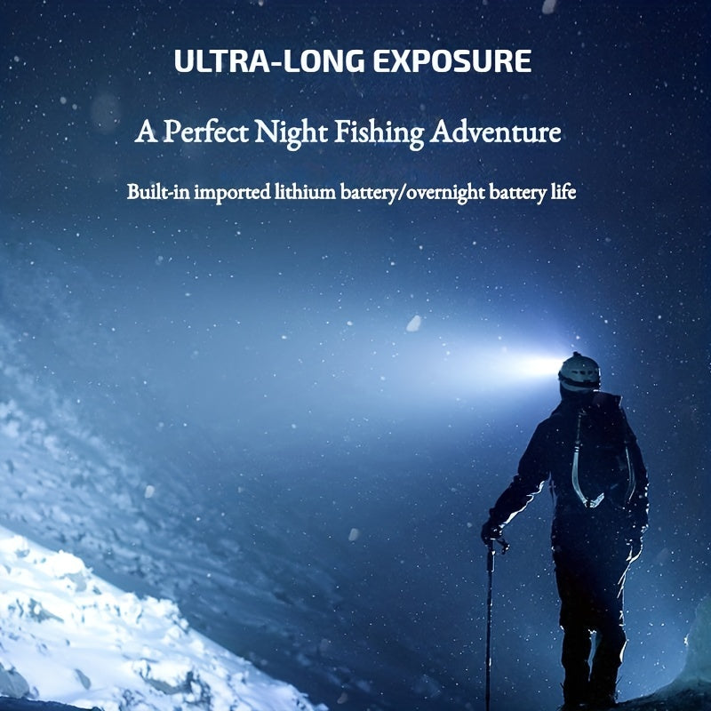 USB Rechargeable Headlamp with 5 LEDs, Dimmable, Hands-Free, Outdoor Camping Fishing Hunting