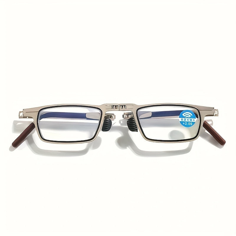 Rectangular Full Rim Reading Glasses Men Women Anti-Blue Light Metal Frame Mirror Coating