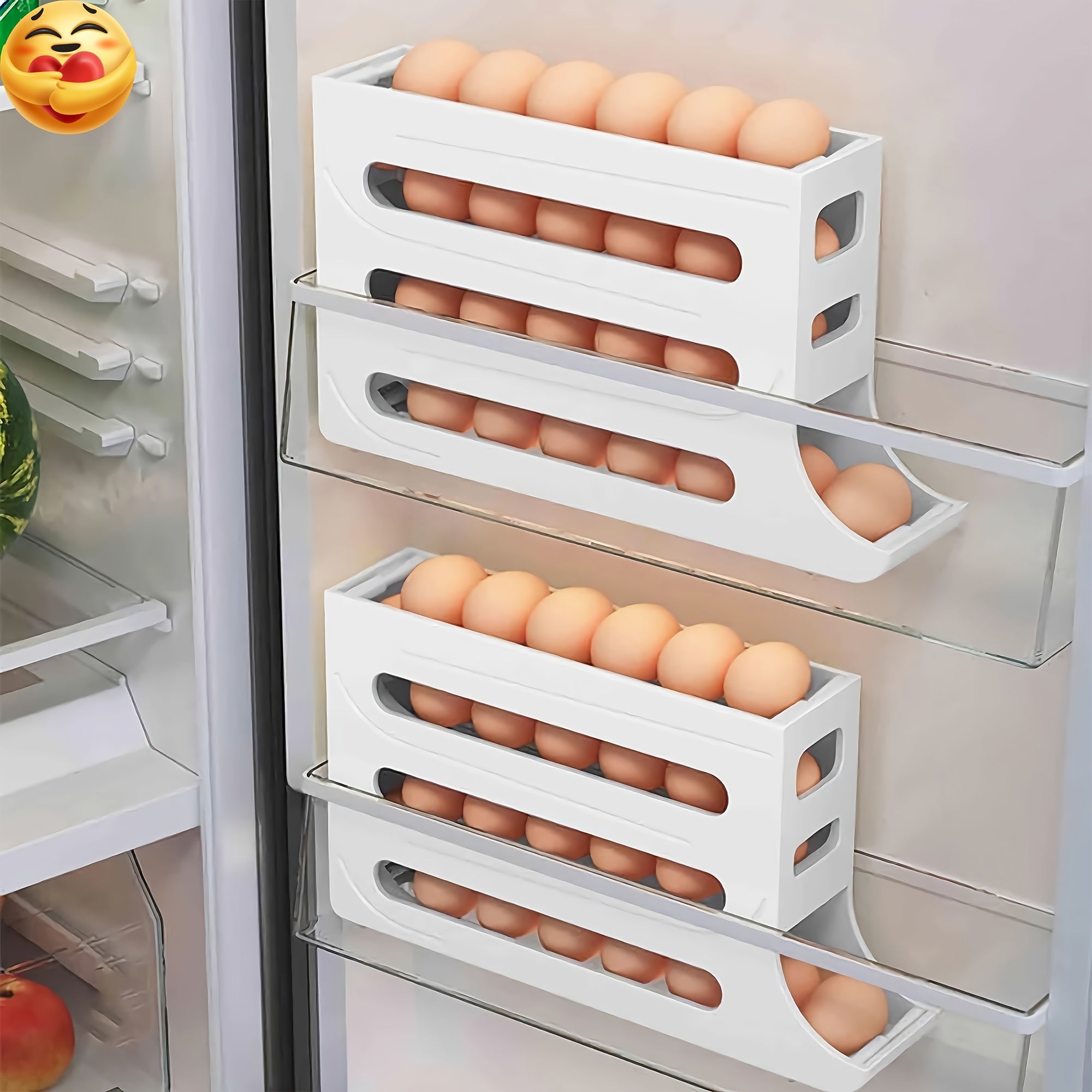 Egg Storage Rack for Refrigerator 4-Tier Space-Saving Large Capacity