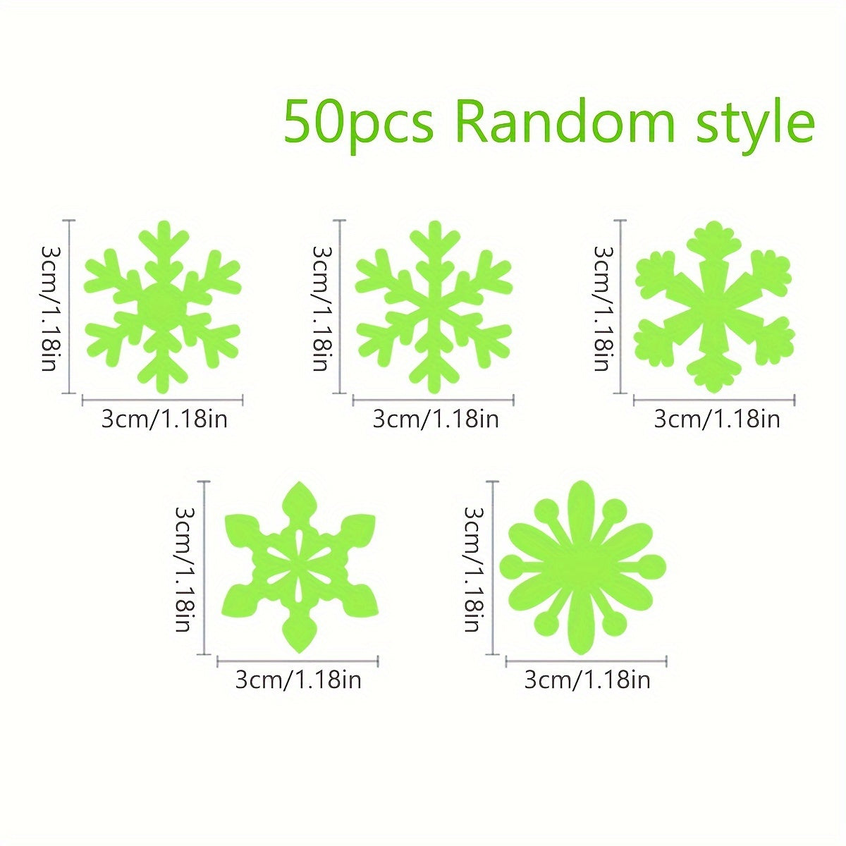 Christmas Snowflake Wall Decals 3D Glow in the Dark Static Cling Window Stickers 50 Pieces