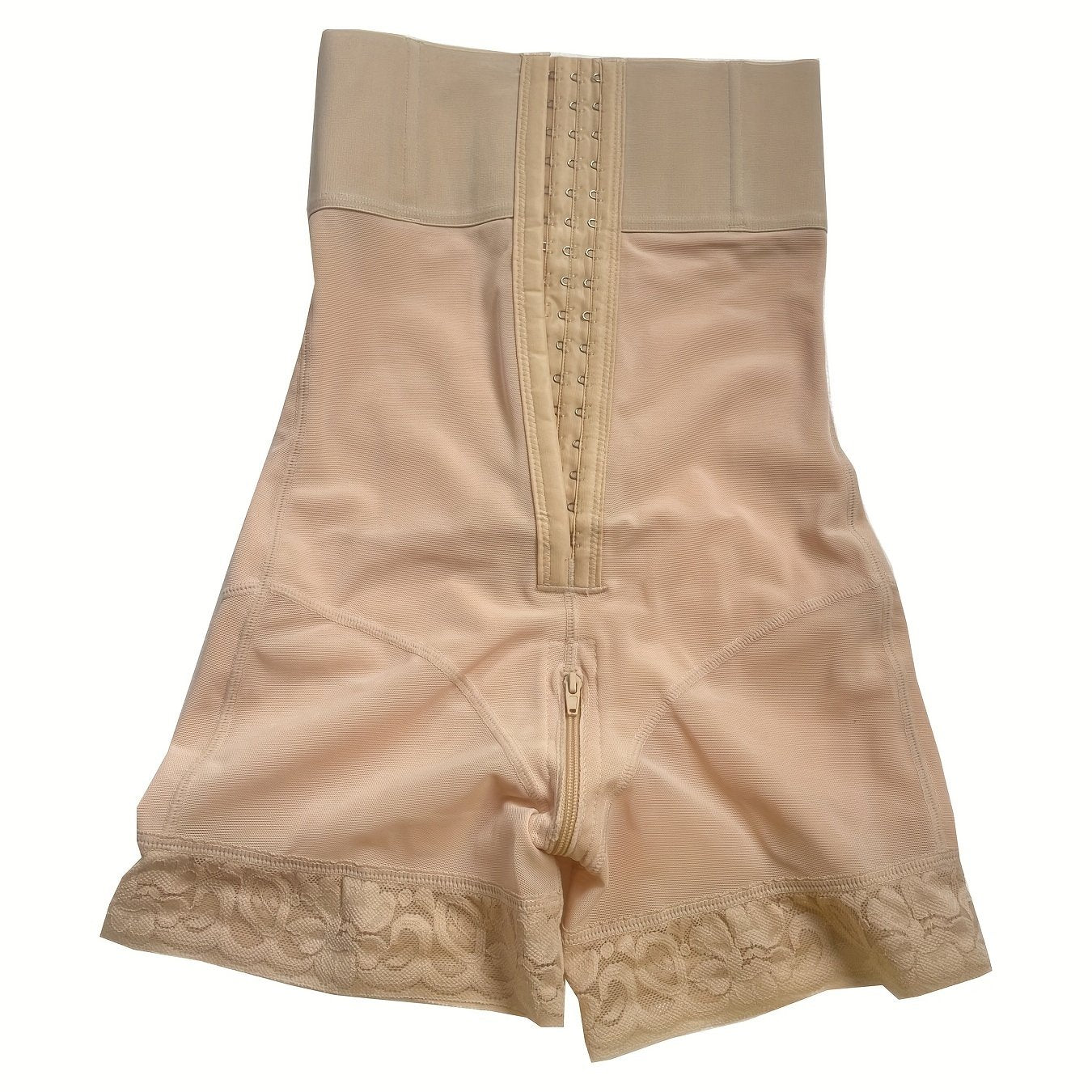 High Waist Shapewear Shorts with Lace Edges Belly and Hip Lift Solid Color