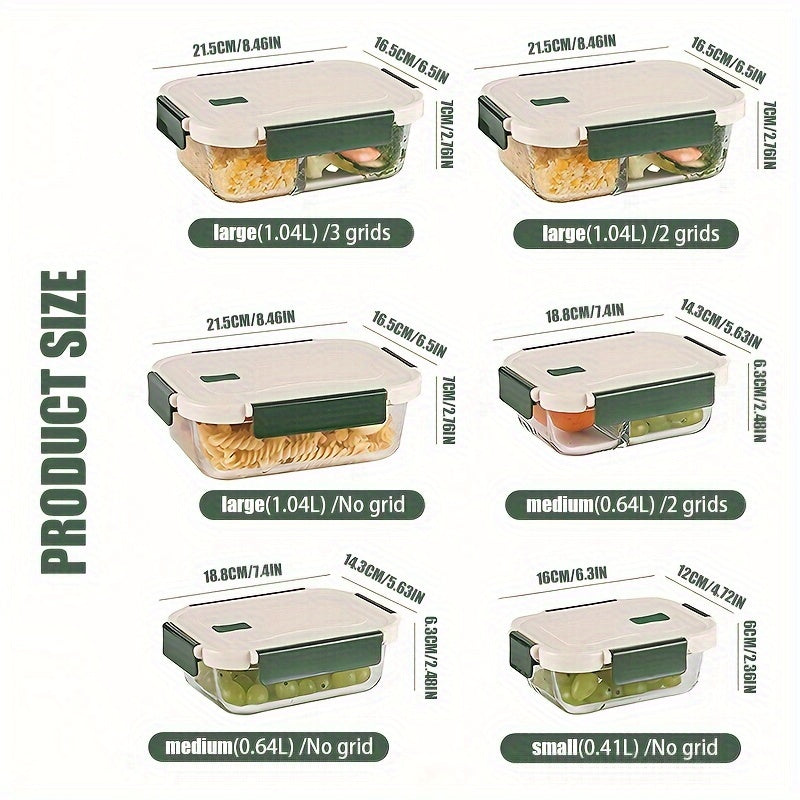 Borosilicate Glass Lunch Box with Snap Lid Microwave Safe Leak-Proof Meal Prep Container