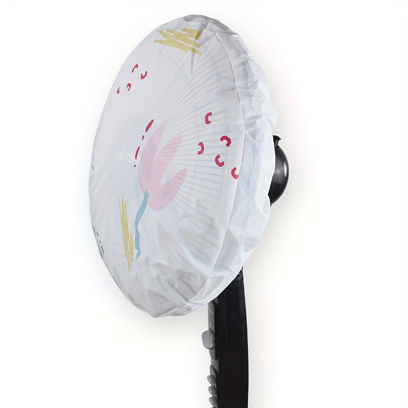 Round Sleeve Dust Cover for Floor-Standing Desktop Fan with Floral Design