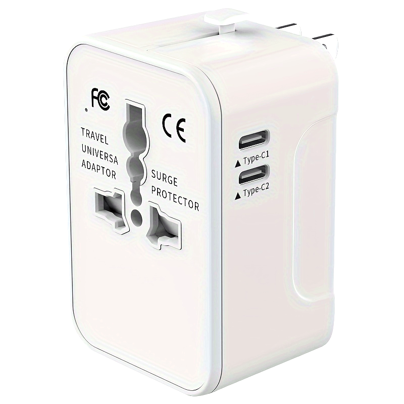 Adaptador de viaje universal con puertos USB y Type-C para conversión de Europa y Reino Unido a EE. UU.