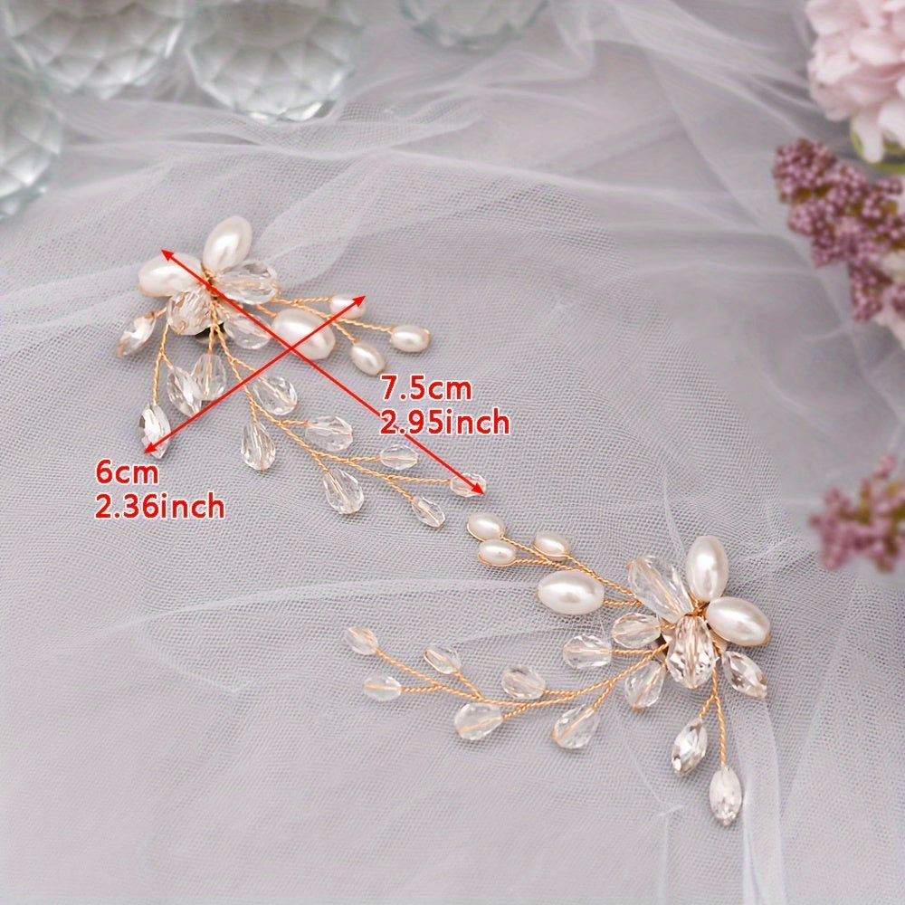 Set of Bridal Pearl Shoe Clips with Floral Beading for Weddings and DIY Decor