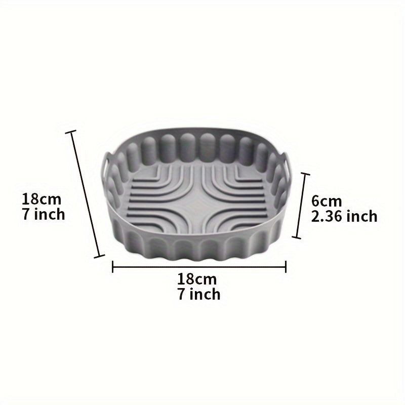 Qo'ltiqli silikon havo fritöz idishlari to'plami - chuqur qovurish uchun katta va kichik to'g'ri burchakli idishlarni o'z ichiga oladi