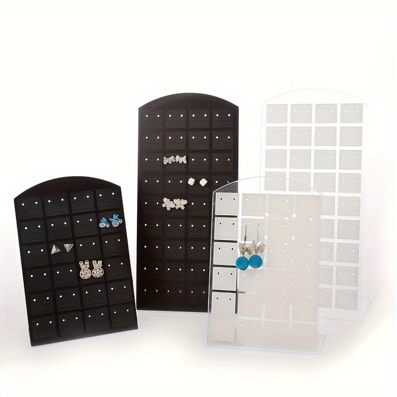 Acrylic Jewelry Display Stand with 72 and 48 Holes for Earrings Black and White