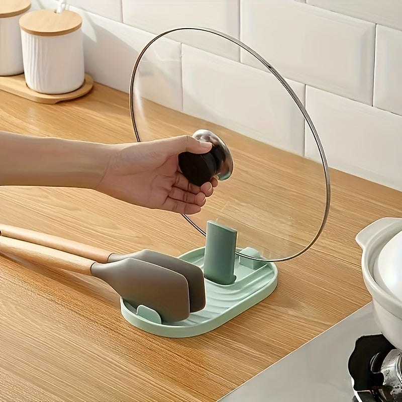 Reposaplatos plegable de plástico para espátula y cuchara con soporte para tapa de olla y organizador de cocina